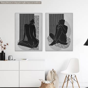 Πίνακας σε καμβά Female figure, pencil, δίπτυχος