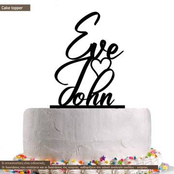 Cake topper Couple names with heart