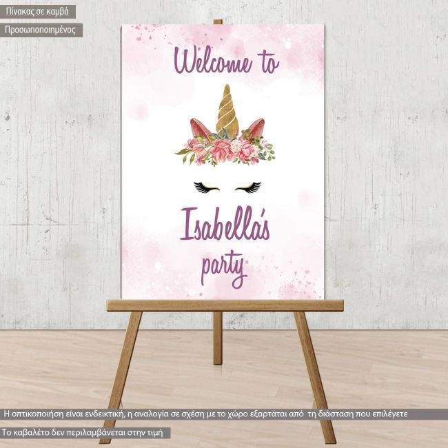 Canvas print birthday party, Unicorn