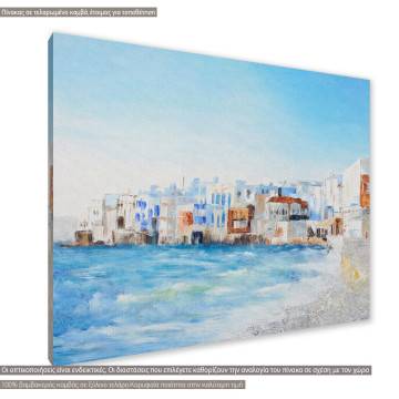 Πίνακας σε καμβά Abstract painting of Mykonos Καμβάς τελαρωμένος Όψη 1 2