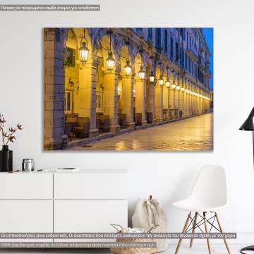 Canvas The historic center of Corfu town at night