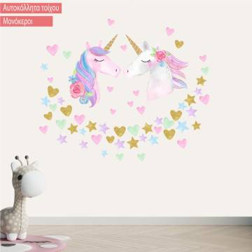 Wall stickers unicorns, stars, hearts