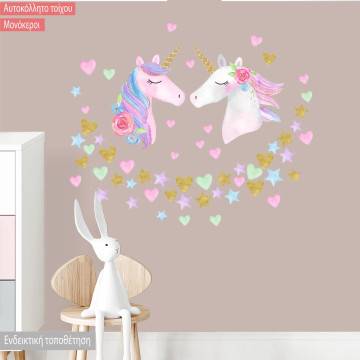 Wall stickers unicorns, stars, hearts 2