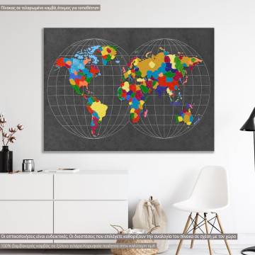 Πίνακας σε καμβά A world map with paint strokes