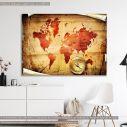 Canvas print Old map with compass