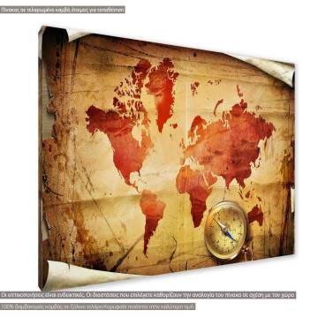 Canvas print Old map with compass Framed canvas View 1 2