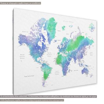 Πίνακας σε καμβά Green blue world map  Καμβάς τελαρωμένος Όψη 1 2