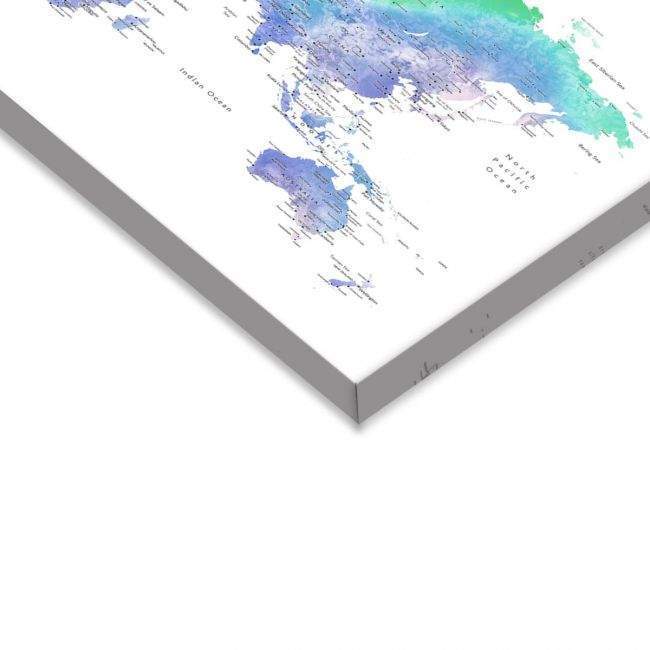 Canvas print Green blue world map