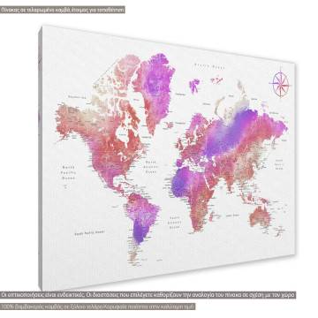 Canvas print Purple red world map Framed canvas View 1 2