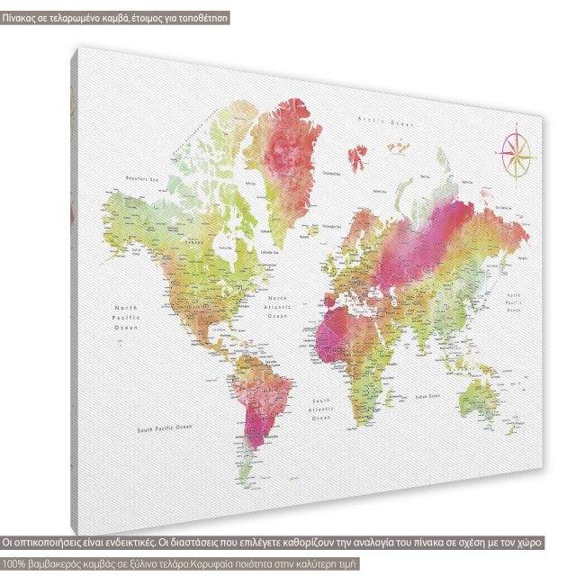 Canvas print Red green world map