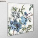 Πίνακας σε καμβά Flowers and blue sparrow I, κοντινό