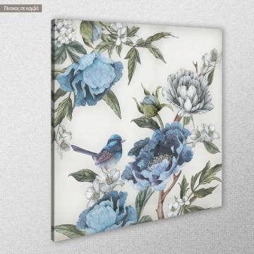 Πίνακας σε καμβά Flowers and blue sparrow II 2