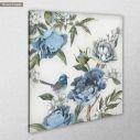Πίνακας σε καμβά Flowers and blue sparrow II, κοντινό