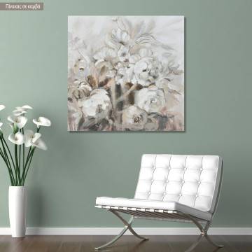 Canvas print Grey white flowers