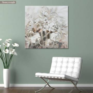 Πίνακας σε καμβά Grey white flowers