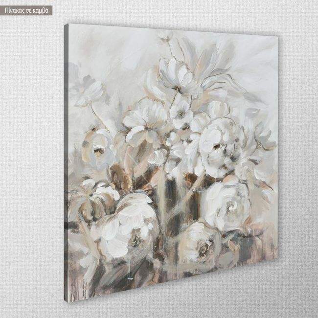 Πίνακας σε καμβά Grey white flowers, κοντινό