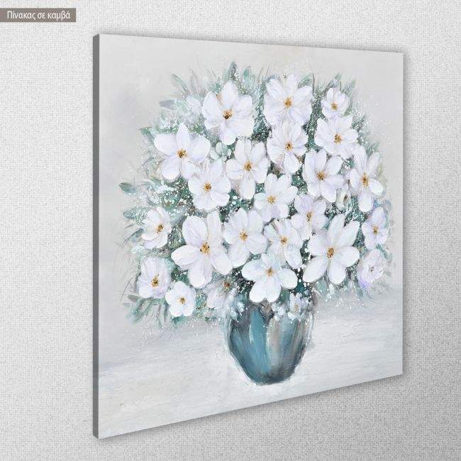 Canvas print White flowers green vase