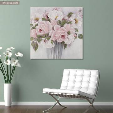 Πίνακας σε καμβά Pink roses in vase