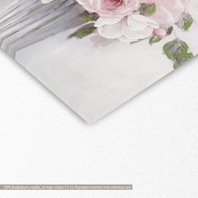 Πίνακας σε καμβά Pink roses in vase, λεπτομέρεια