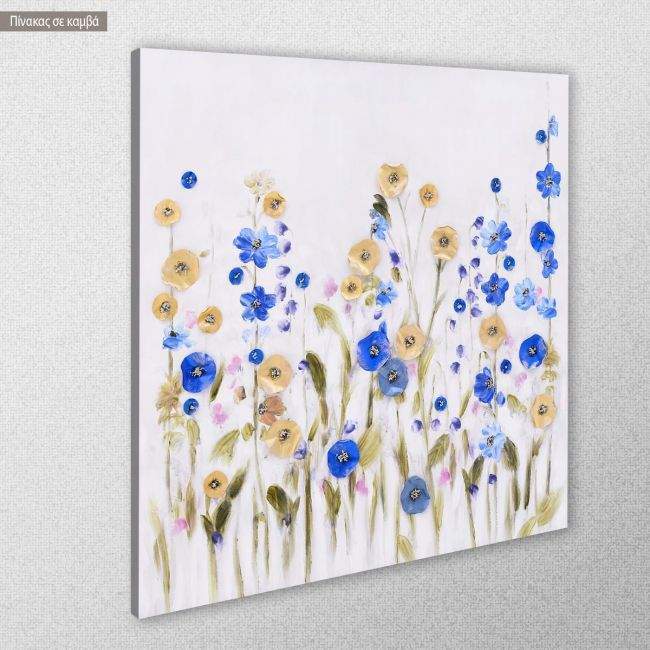 Canvas print Blue and yellow flowers square