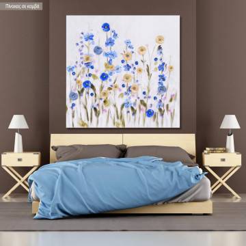 Canvas print Blue and yellow flowers I square