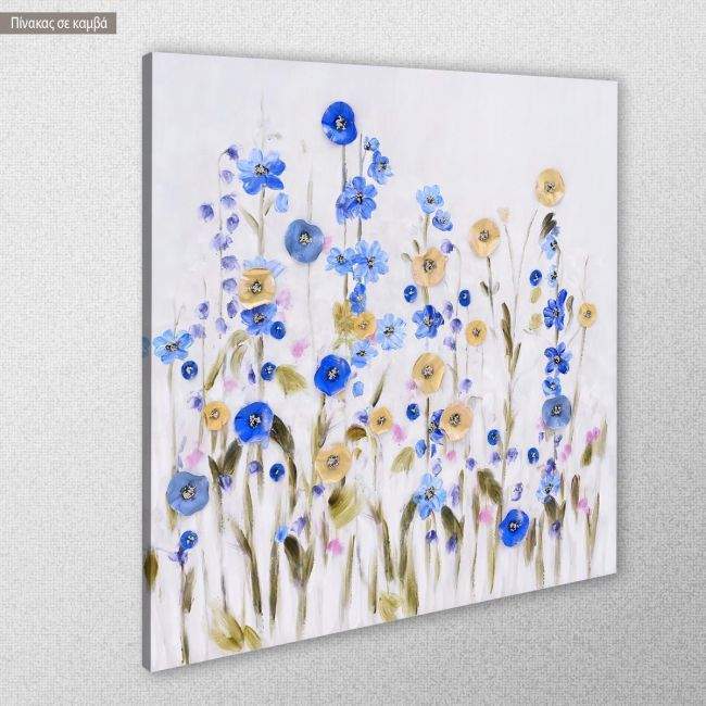 Canvas print Blue and yellow flowers I square