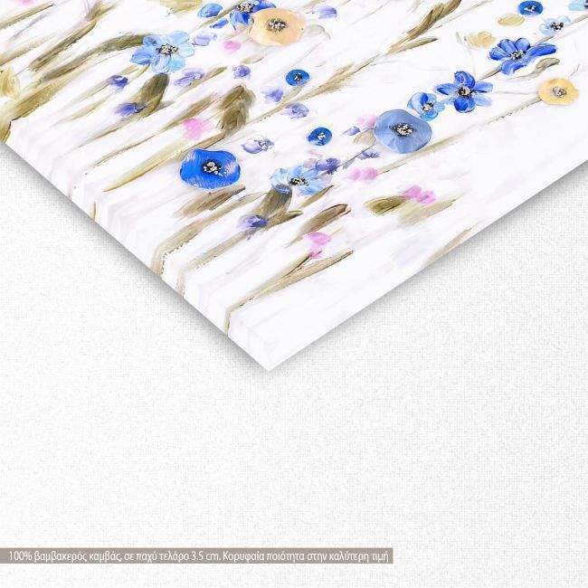 Πίνακας σε καμβά Blue and yellow flowers I τετράγωνος, λεπτομέρεια