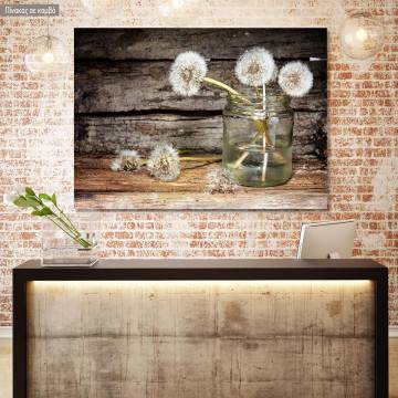 Πίνακας σε καμβά Πικραλίδες, White dandelions