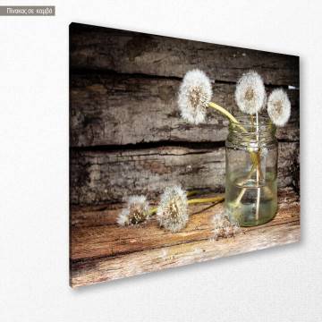 Πίνακας σε καμβά Πικραλίδες White dandelions Καμβάς τελαρωμένος Όψη 1 2