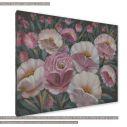 Canvas print, Pink flowers, green leaves