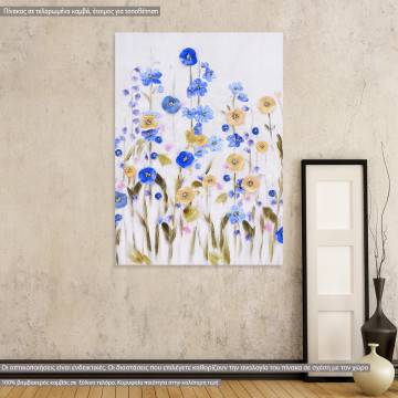 Πίνακας σε καμβά Blue and yellow flowers I