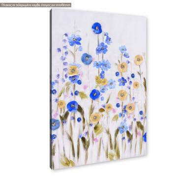 Πίνακας σε καμβά Blue and yellow flowers I Καμβάς τελαρωμένος Όψη 1 2