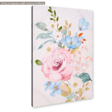 Πίνακας σε καμβά Flowers in watercolor Καμβάς τελαρωμένος Όψη 1 2