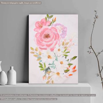 Πίνακας σε καμβά Flowers in watercolor I
