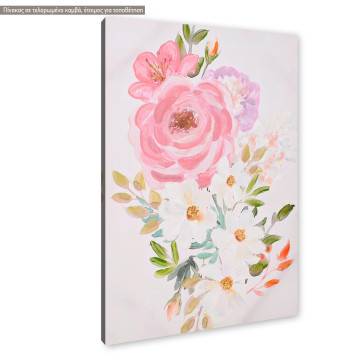Πίνακας σε καμβά Flowers in watercolor I Καμβάς τελαρωμένος Όψη 1 2