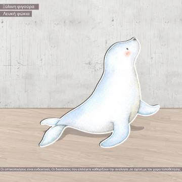 Λευκή φώκια, ξύλινη φιγούρα εκτυπωμένη