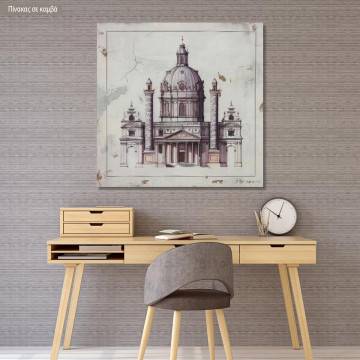 Canvas print Building in gravure, square