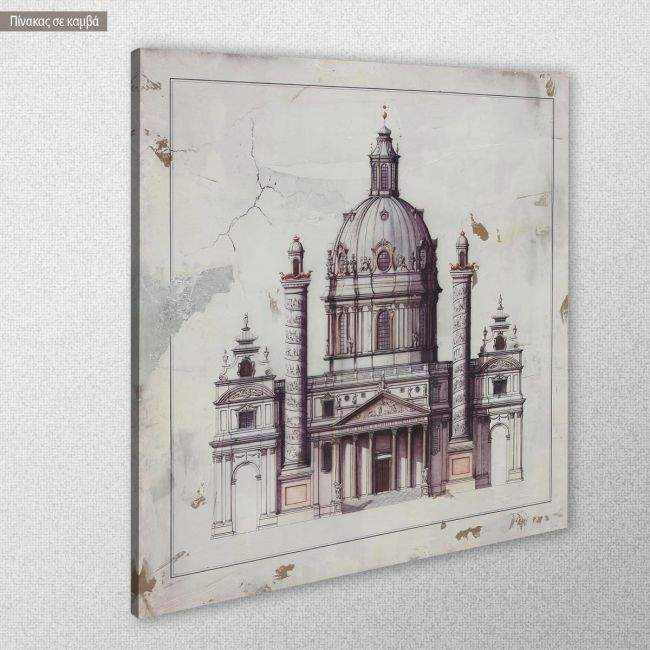 Canvas print Building in gravure, square