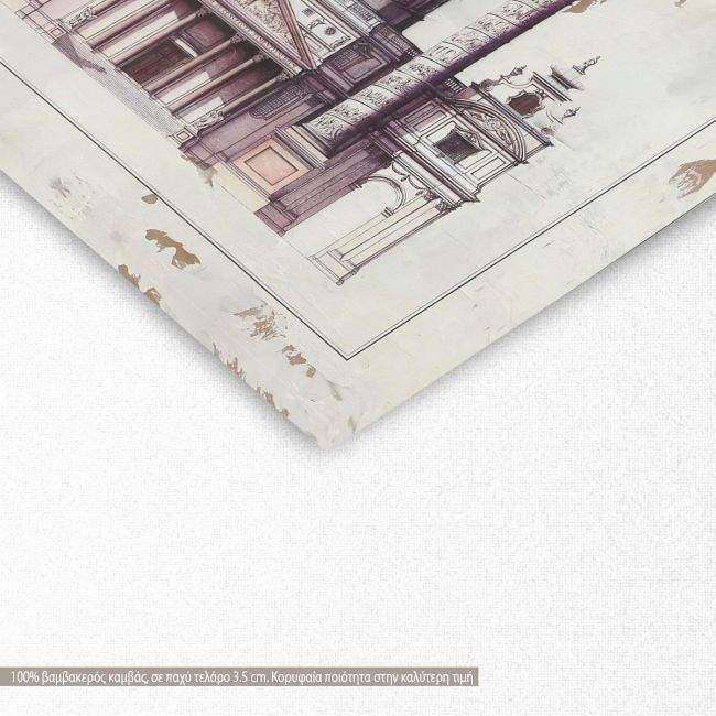 Canvas print Building in gravure, square