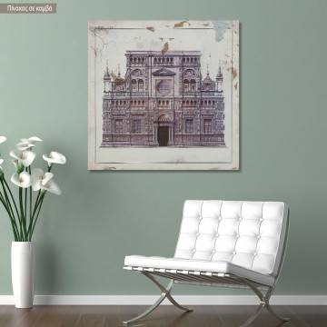 Canvas print Building in gravure II, square