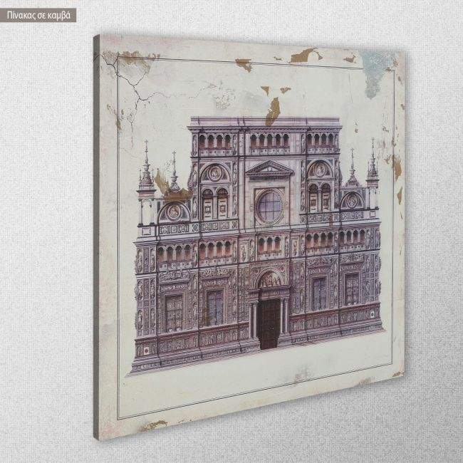 Canvas print Building in gravure II, square