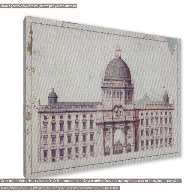 Canvas print Building in gravure I