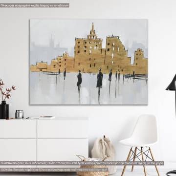 Canvas print Human figures in the brown city I