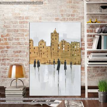 Canvas print Human figures in the brown city vertical