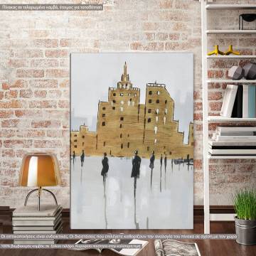 Canvas print Human figures in the brown city I vertical