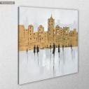Canvas print Human figures in the brown city, square