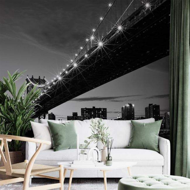 Wallpaper Manhattan Bridge grayscale