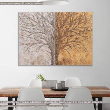 Πίνακας σε καμβά Golden and silver tree