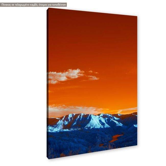 Πίνακας σε καμβά, Red sky with blue hills, κοντινό. Διαθέσιμο και σε κάδρο μαύρη κορνίζα, λευκή κορνίζα, ξύλινη κορνίζα, αφίσα, πόστερ