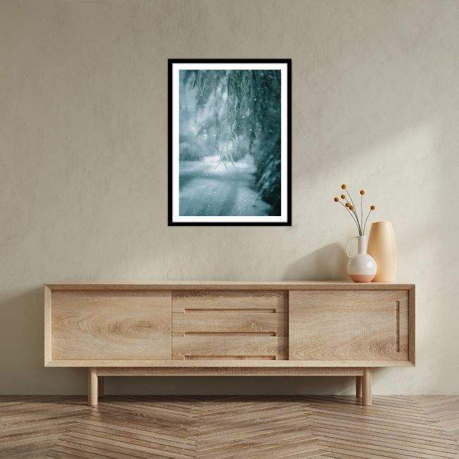 Canvas print, Red sky with blue hills